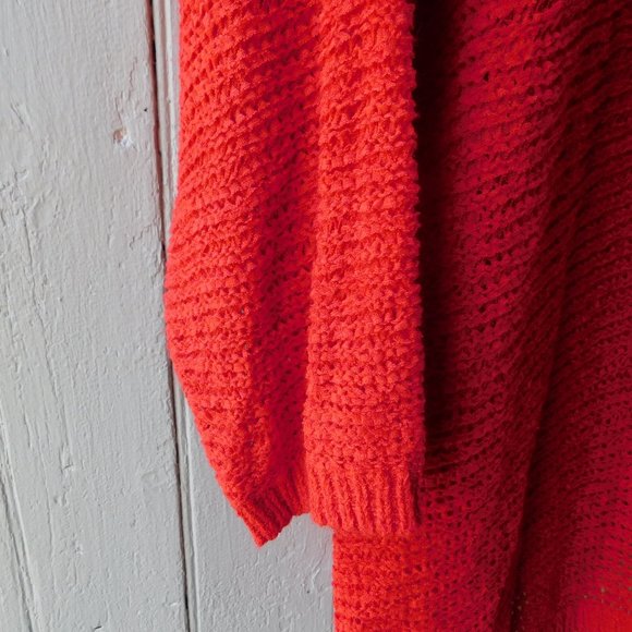 💕 Bright Red Lightweight Open Front Knit - Picture 11 of 14